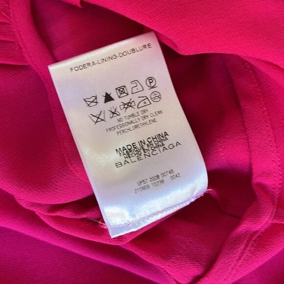 Balenciaga Silk Vintage Hot Pink Maxi Dress with Short Sleeves and Pockets 38 - Picture 9 of 12